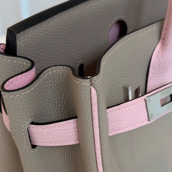 HERMES BIRKIN Beige Pink Leather Handbag Silver Hardware - Picture 15 of 16